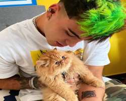 The star is an animal lover and adopted a cute cat in his home.